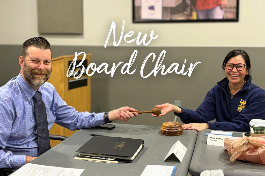 Cort, new board chair and Mika, previous board chair