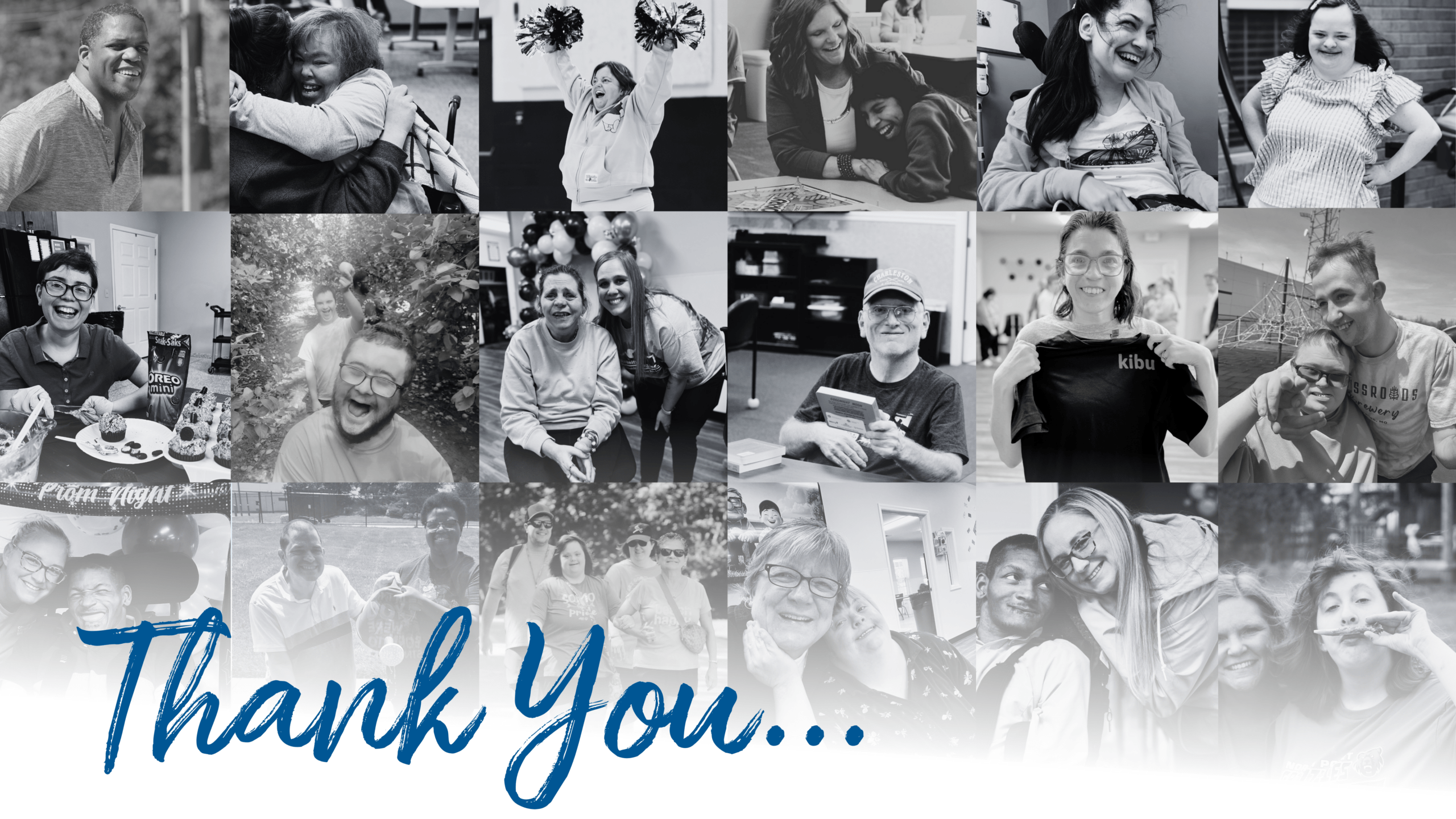 Black and white photo collage with "Thank You..." across